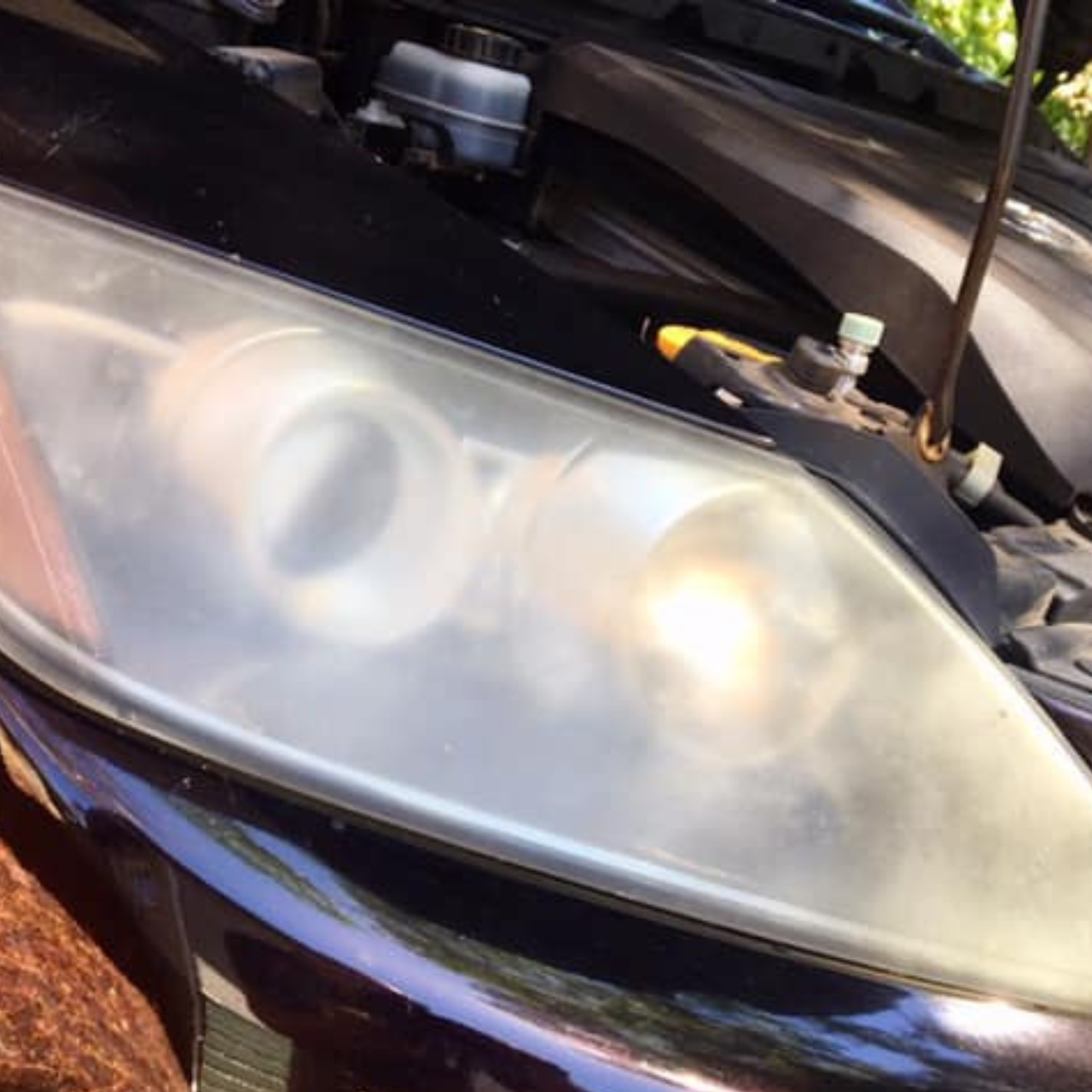 antes de pulido de faros